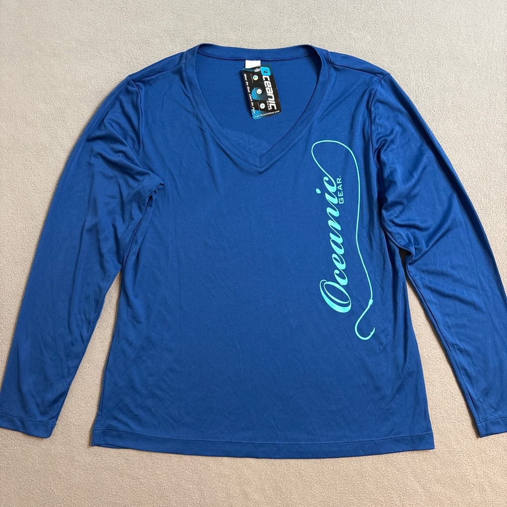 NWT Oceanic Gear Womens Tarpon Fish Graphic Long Sleeve Sun Shirt V-Neck Large - Picture 8 of 9